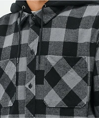Lurking Class by Sketchy Tank Spiderweb Flannel Black & Grey Plaid Hooded