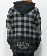 Lurking Class by Sketchy Tank Spiderweb Flannel Black & Grey Plaid Hooded