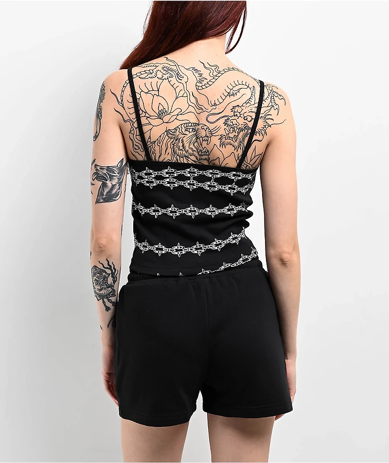Lurking Class by Sketchy Tank Spiked Chain Black Crop Top