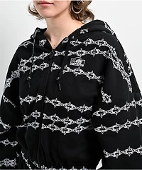 Lurking Class by Sketchy Tank Spiked Chain Black Crop Zip Hoodie