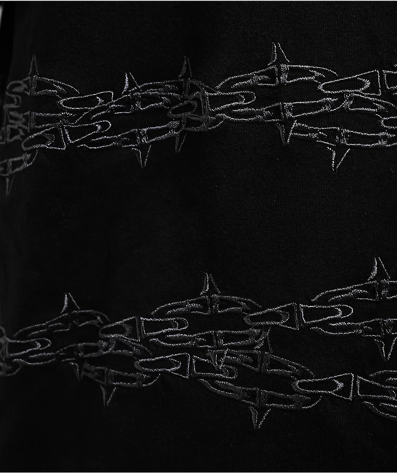 Lurking Class by Sketchy Tank Spiked Chain Black Knit T-Shirt