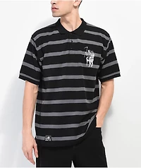 Lurking Class by Sketchy Tank Stallion Black & Grey Stripe Polo Shirt