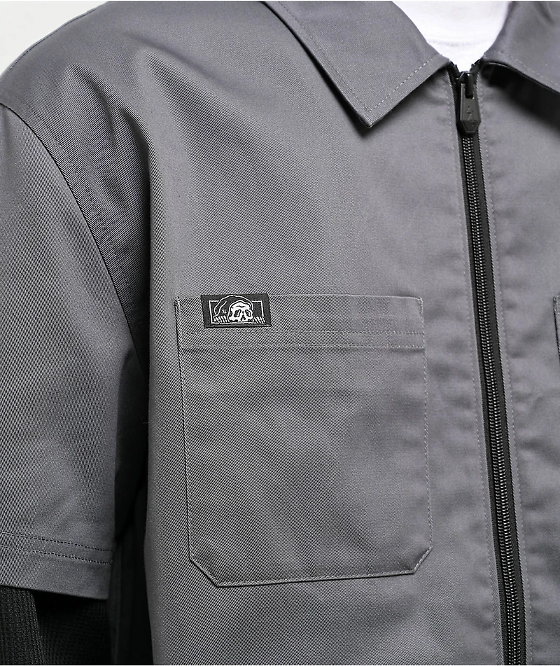Lurking Class by Sketchy Tank Stay Sharp Charcoal 2fer Long Sleeve Zip Work Shirt