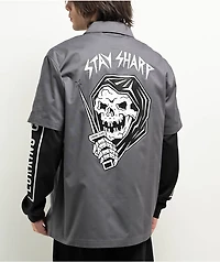 Lurking Class by Sketchy Tank Stay Sharp Charcoal 2fer Long Sleeve Zip Work Shirt