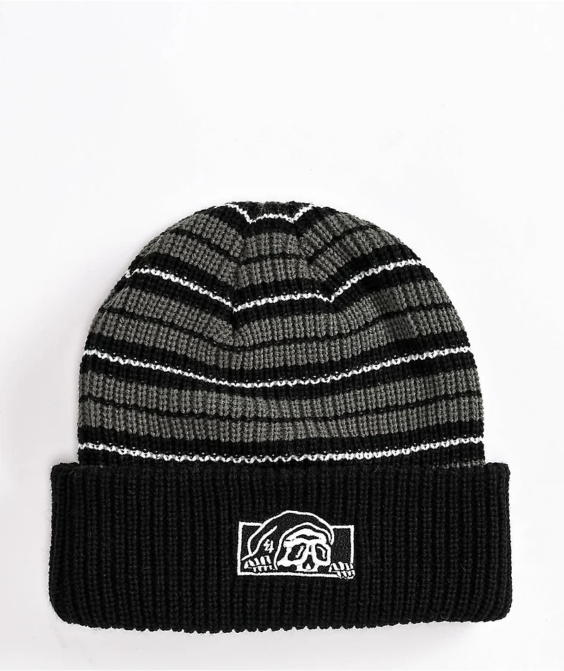 Lurking Class by Sketchy Tank Striped Lurker Box Logo Black & Green Beanie