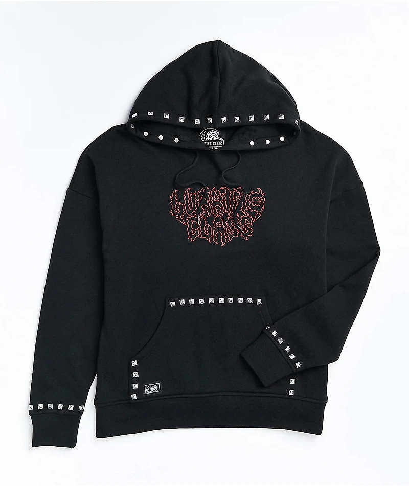 Lurking Class by Sketchy Tank Studded Black Hoodie