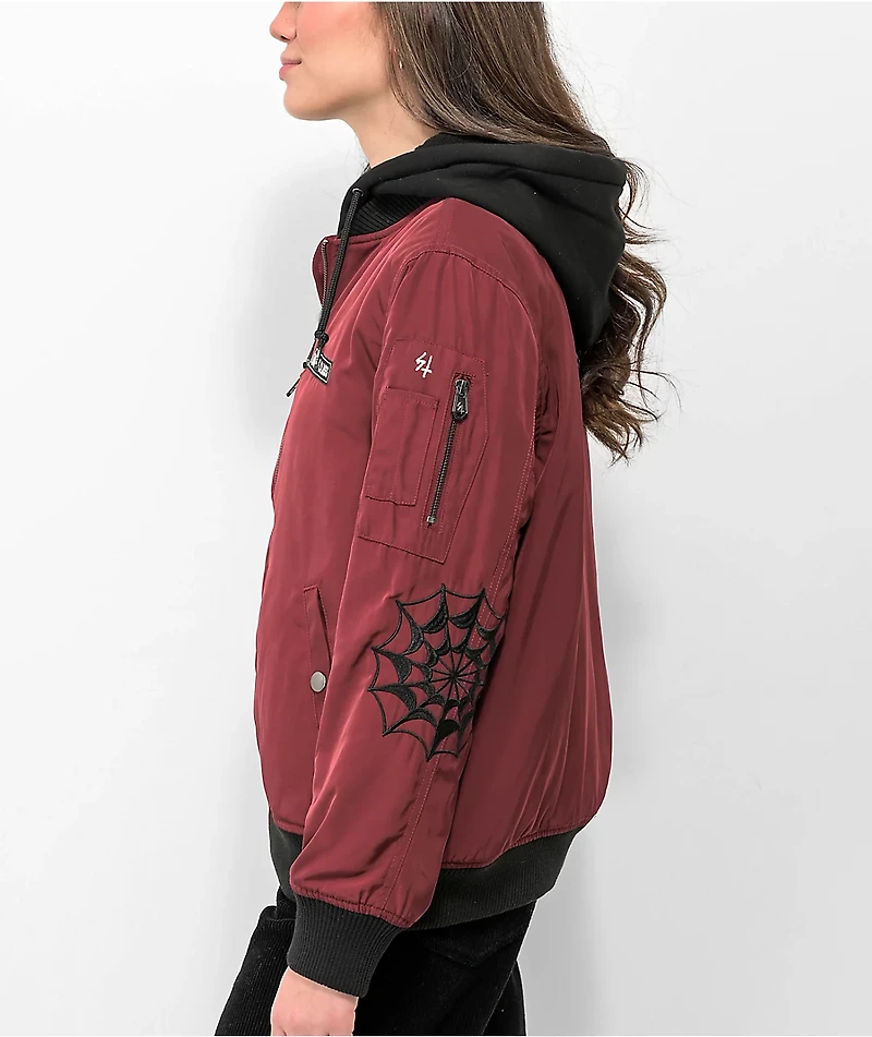 Lurking Class by Sketchy Tank Team Red Hooded Bomber Jacket