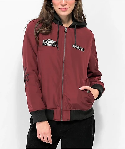 Lurking Class by Sketchy Tank Team Red Hooded Bomber Jacket