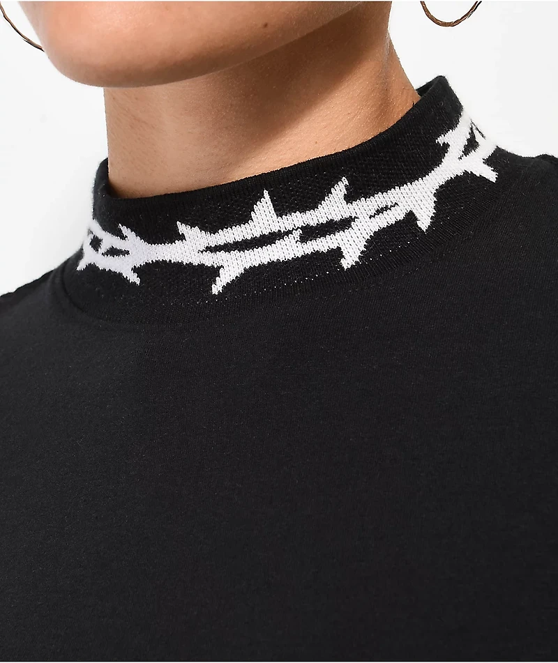 Lurking Class by Sketchy Tank Terror Bandana Black Long Sleeve Crop Top