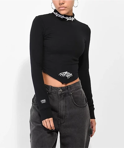 Lurking Class by Sketchy Tank Terror Bandana Black Long Sleeve Crop Top
