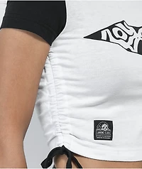 Lurking Class by Sketchy Tank Terror Eyes White & Black Cinch Crop Top