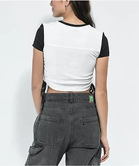 Lurking Class by Sketchy Tank Terror Eyes White & Black Cinch Crop Top