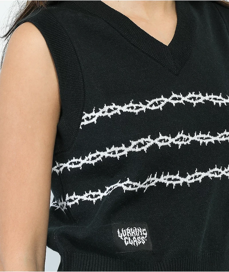 Lurking Class by Sketchy Tank Thorns Black Crop Sweater Vest