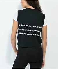 Lurking Class by Sketchy Tank Thorns Black Crop Sweater Vest