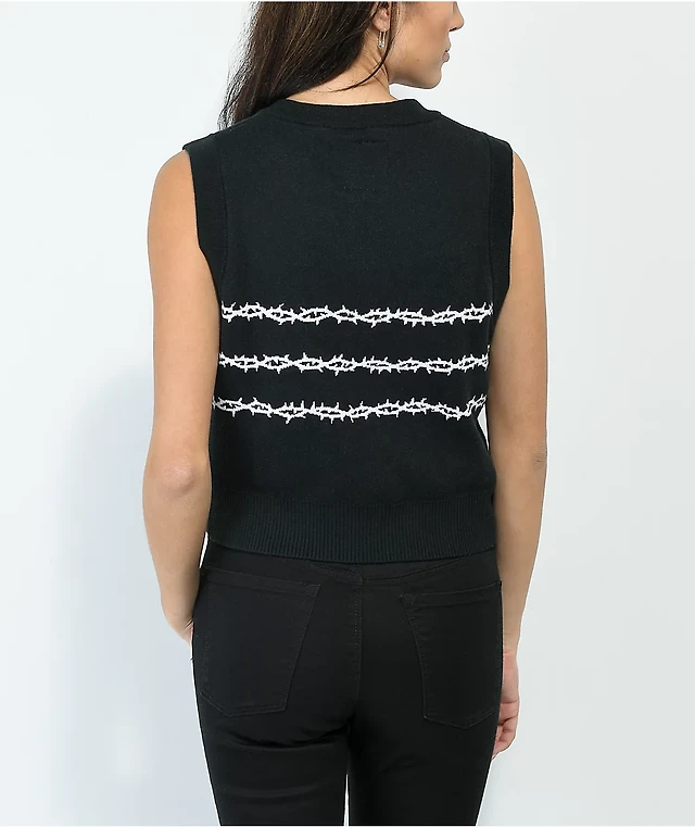 Lurking Class by Sketchy Tank Thorns Black Crop Sweater Vest at