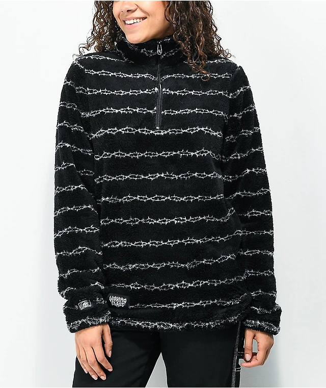 Lurking Class by Sketchy Tank Barbed Black Sherpa Zip Hoodie at