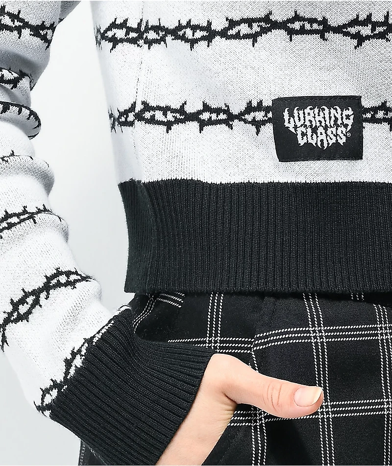 Lurking Class by Sketchy Tank Thorns White & Black Crop Sweater