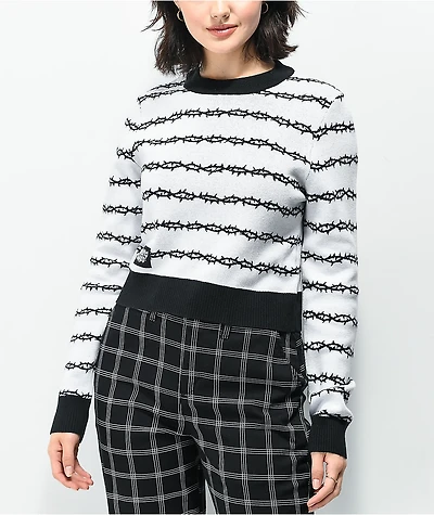 Lurking Class by Sketchy Tank Thorns White & Black Crop Sweater