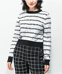 Lurking Class by Sketchy Tank Thorns White & Black Crop Sweater