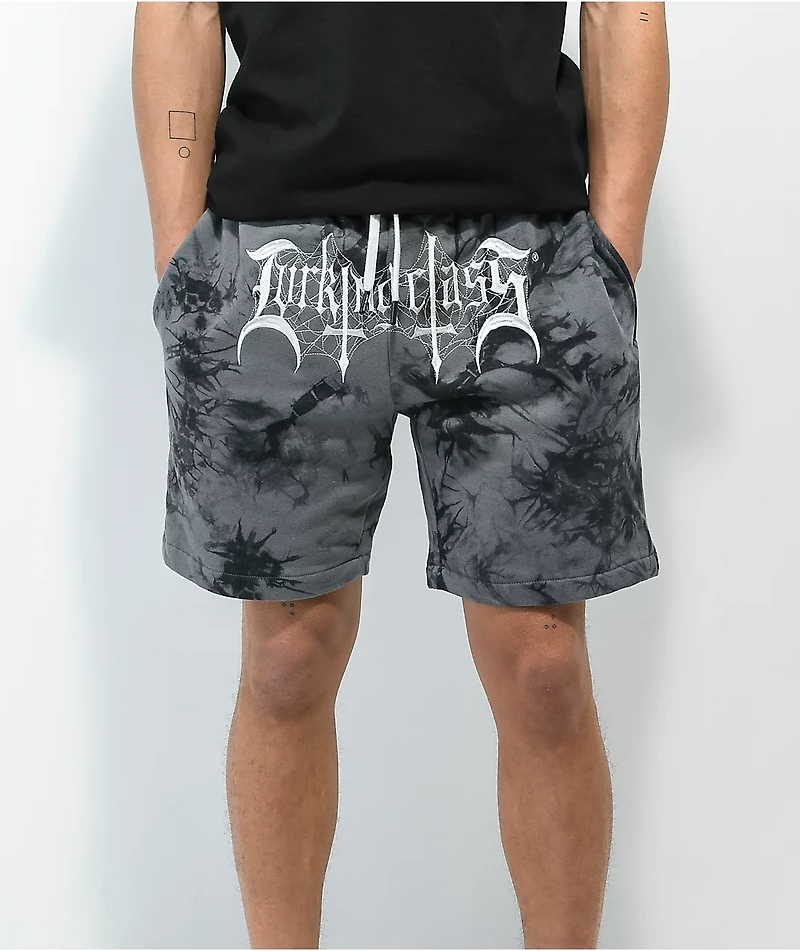Lurking Class by Sketchy Tank Tomb Black & Grey Tie Dye Sweat Shorts