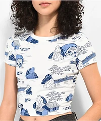 Lurking Class by Sketchy Tank Tucks White & Blue Crop T-Shirt