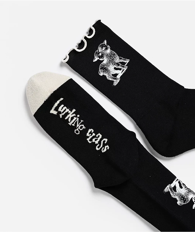 Lurking Class by Sketchy Tank Two Faced Black Ruffle Crew Socks
