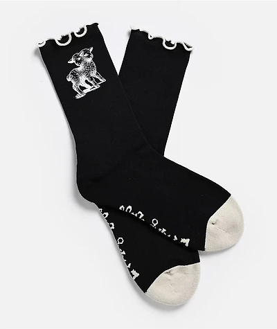 Lurking Class by Sketchy Tank Two Faced Black Ruffle Crew Socks