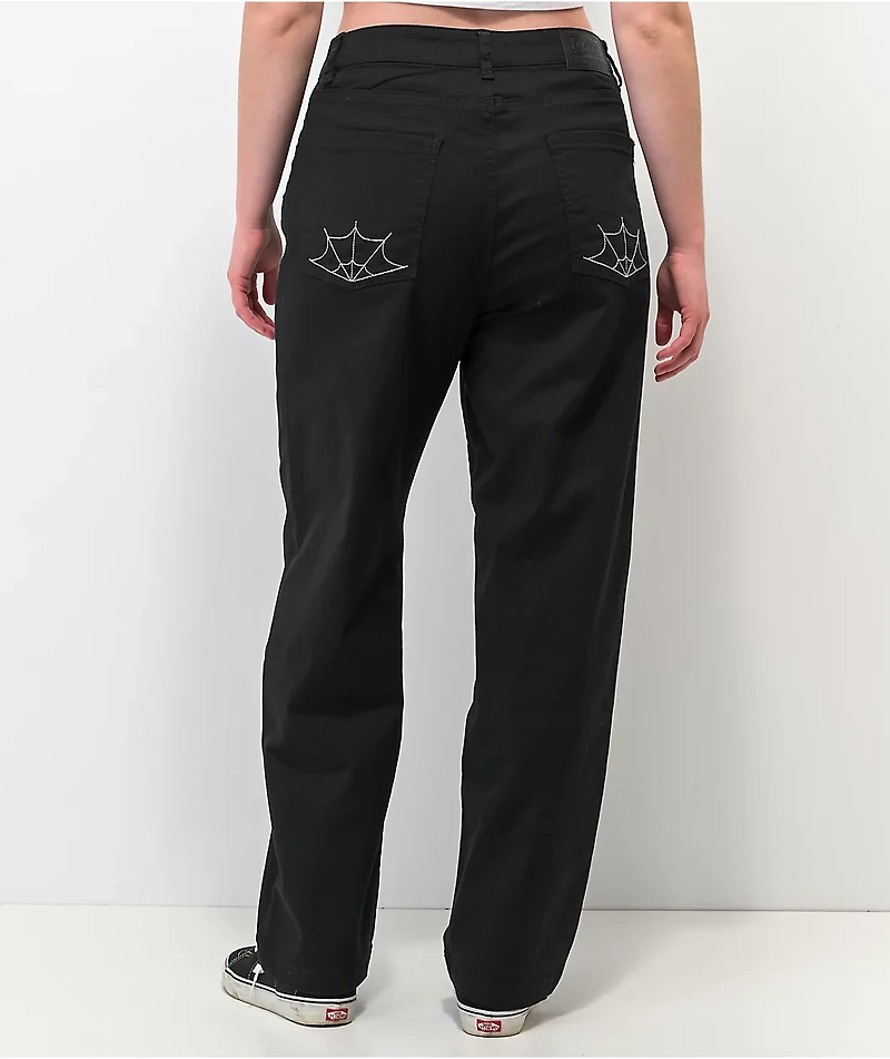 Lurking Class by Sketchy Tank Web Black Wide Leg Denim Jeans