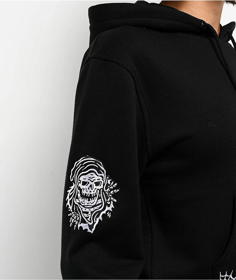 Lurking Class by Sketchy Tank Web Skull Black Zip Hoodie