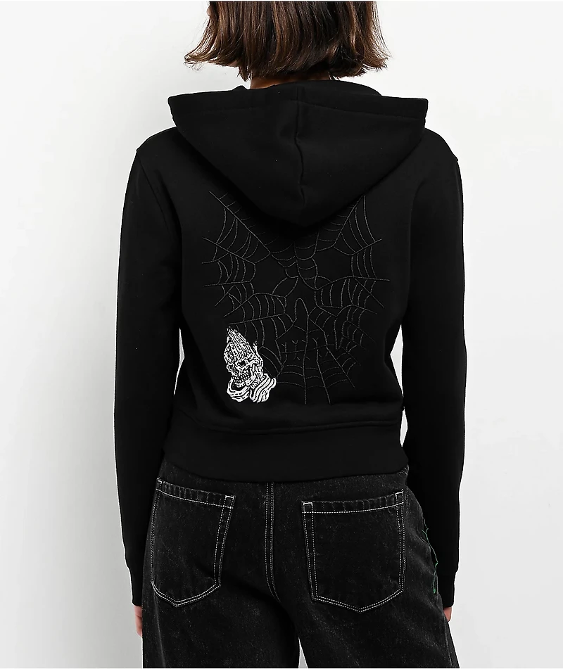 Lurking Class by Sketchy Tank Web Skull Black Zip Hoodie