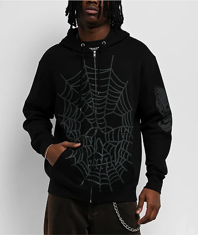 Lurking Class by Sketchy Tank Web Skull Black Zip Hoodie