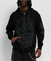 Lurking Class by Sketchy Tank Web Skull Black Zip Hoodie