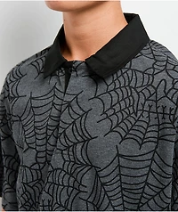 Lurking Class by Sketchy Tank Web Skull Grey Rugby Shirt