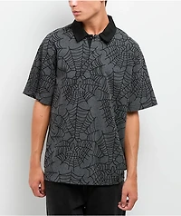 Lurking Class by Sketchy Tank Web Skull Grey Rugby Shirt
