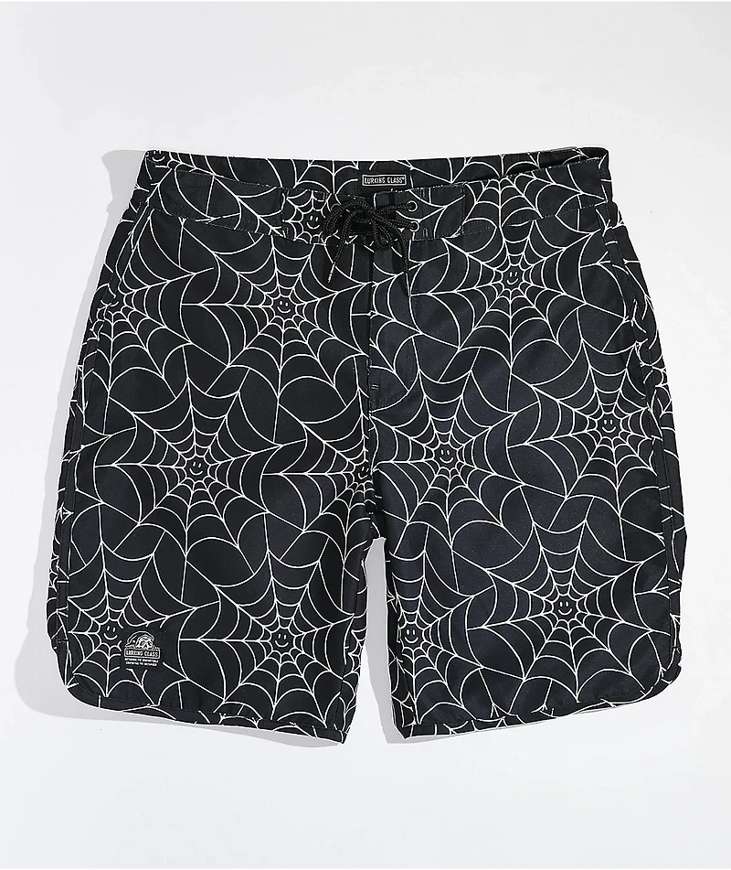 Lurking Class by Sketchy Tank Webs Black Boardshorts