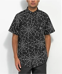 Lurking Class by Sketchy Tank Webs Black Short Sleeve Button Up Shirt