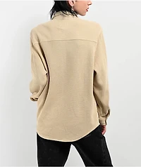 Lurking Class by Sketchy Tank Webs Khaki Long Sleeve Thermal Button Up Shirt