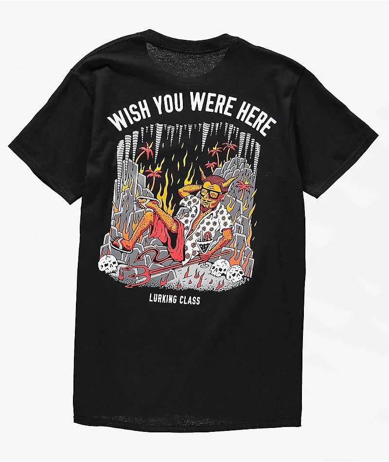 Lurking Class by Sketchy Tank Wish You Were Here Black T-Shirt
