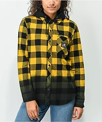 Lurking Class by Sketchy Tank Yellow & Black Dip Dye Hooded Flannel Shirt