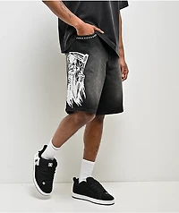 Lurking Class by Sketchy Tank You're Next Black Wash Denim Shorts