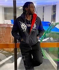 Lurking Class by Sketchy Tank x Kyle Grand Sin Black & Red Faux Fur Reversible Work Jacket