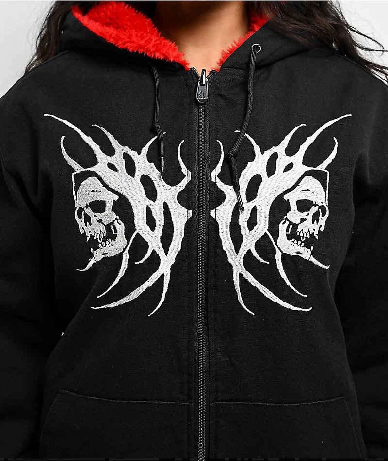 Lurking Class by Sketchy Tank x Kyle Grand Sin Black & Red Faux Fur Reversible Work Jacket