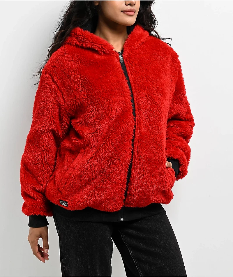 Lurking Class by Sketchy Tank x Kyle Grand Sin Black & Red Faux Fur Reversible Work Jacket