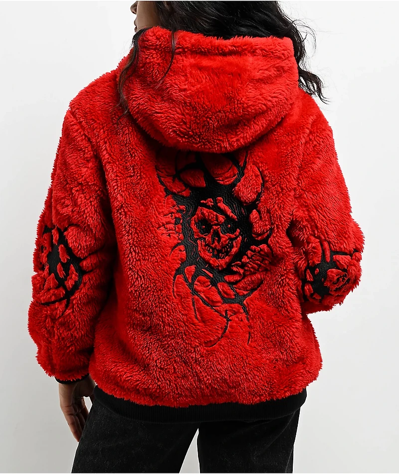 Lurking Class by Sketchy Tank x Kyle Grand Sin Black & Red Faux Fur Reversible Work Jacket