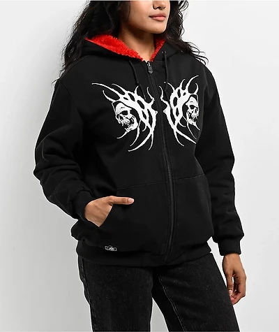 Lurking Class by Sketchy Tank x Kyle Grand Sin Black & Red Faux Fur Reversible Work Jacket