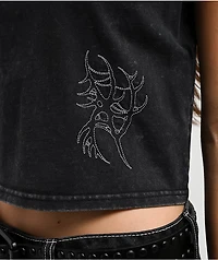 Lurking Class by Sketchy Tank x Kyle Grand Sin Embroidered Black Wash Crop T-Shirt