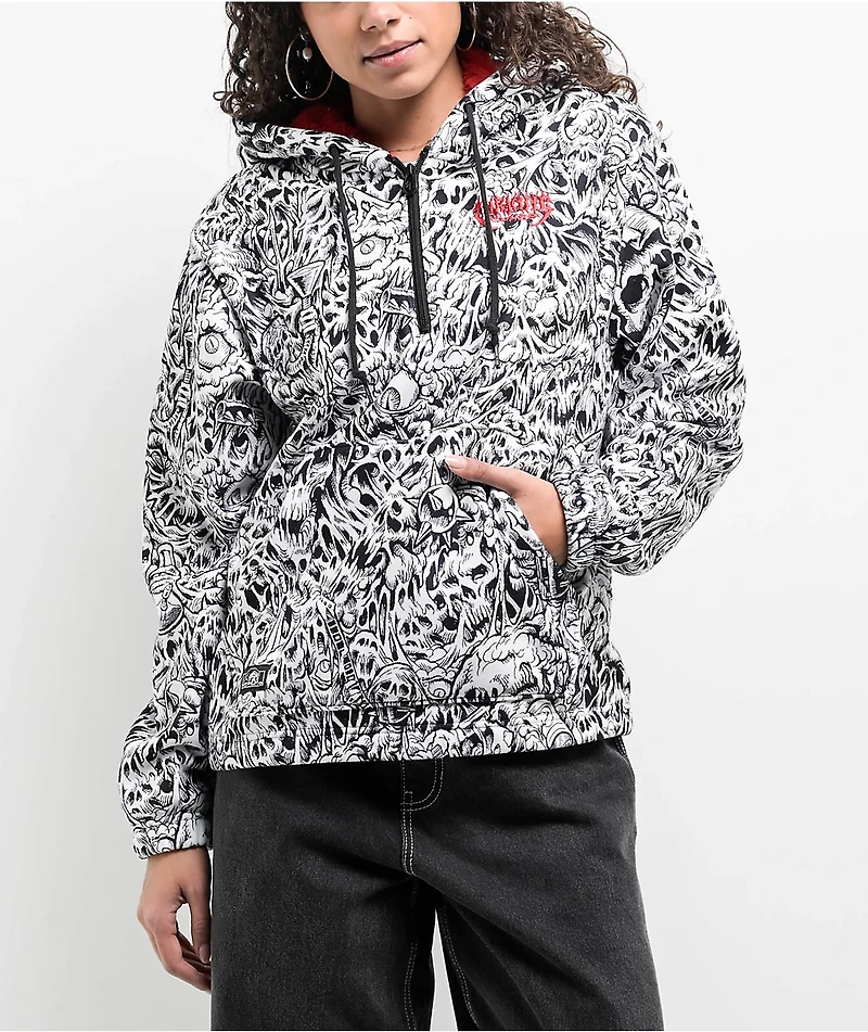 Lurking Class by Sketchy Tank x Matt Stikker Madness White & Black Tech Hoodie