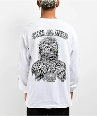 Lurking Class by Sketchy Tank x Matt Stikker Sick The Head White Long Sleeve T-Shirt