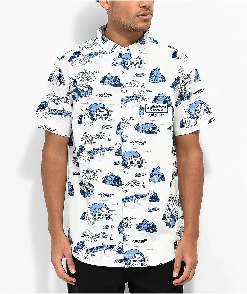 Lurking Class by Sketchy Tank x Mr. Tucks White Short Sleeve Button Up Shirt