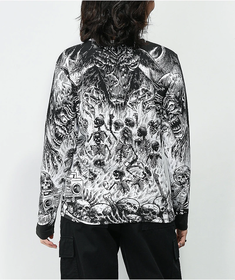 Lurking Class by Sketchy Tank x Sawblade Black & White Long Sleeve T-Shirt